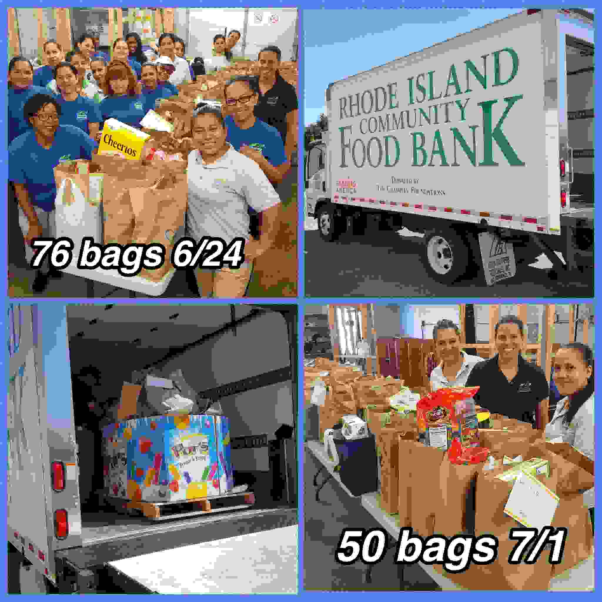 Pictures of the TCA Johnston team with donations collected for the Rhode Island Community Food Bank.